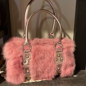 Pink Faux Fur Purse, No Brand, EUC